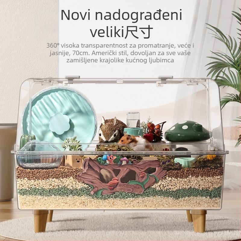 Kavez za hamstere – prostrani unutarnji plastični habitat pravokutnog oblika, s ventilacijom, lako se čisti, pogodan za sve sezone – Marka BUCATSTATE/Buka Star