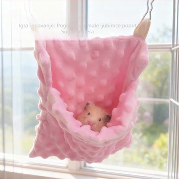 Viseće gnijezdo za hrčka – Bean fleece, jesen-zima, pravokutni oblik, zadržava toplinu