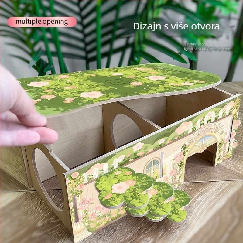 Dvokatna drvena kućica za hrčka s okruglim oblikom, unutarnja upotreba, vodootporna