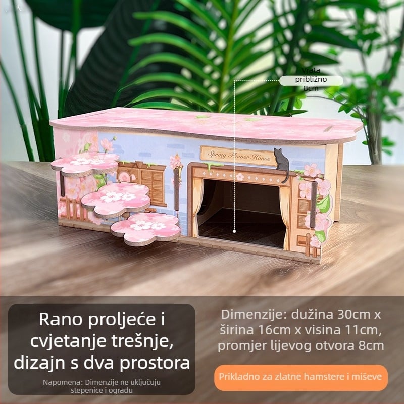 Dvokatna drvena kućica za hrčka s okruglim oblikom, unutarnja upotreba, vodootporna