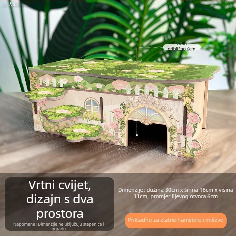 Dvokatna drvena kućica za hrčka s okruglim oblikom, unutarnja upotreba, vodootporna