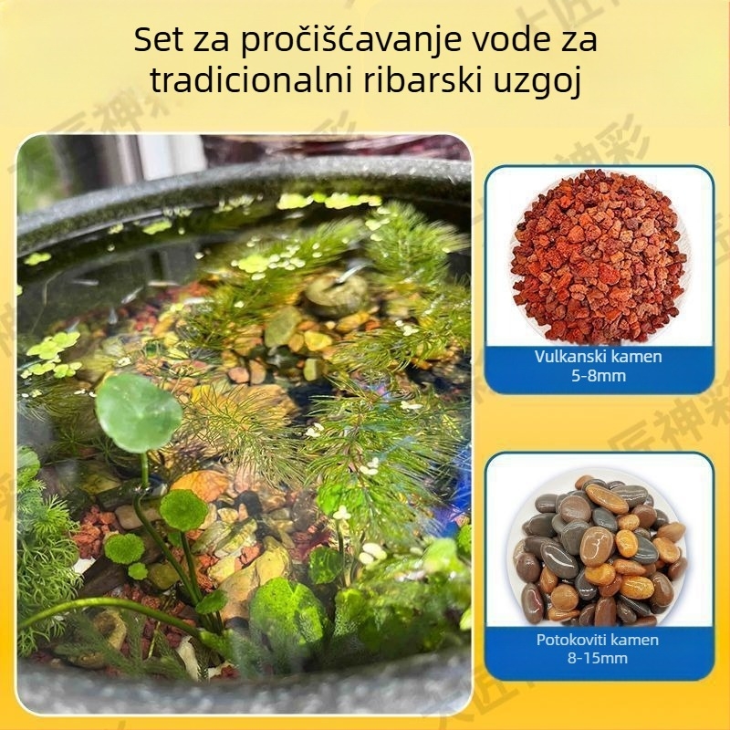 Dekorativni set vulkanskih kamenja za akvarije i uređenje okoliša sa dnom podloge