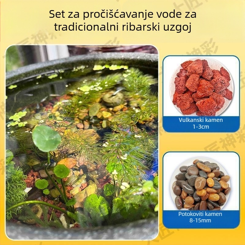 Dekorativni set vulkanskih kamenja za akvarije i uređenje okoliša sa dnom podloge