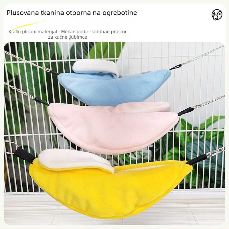 Banana oblik gnijezdo od pamučne vate za mala kućna ljubimca — topli zimski viseći krevet na ljuljački za papige i hrčke
