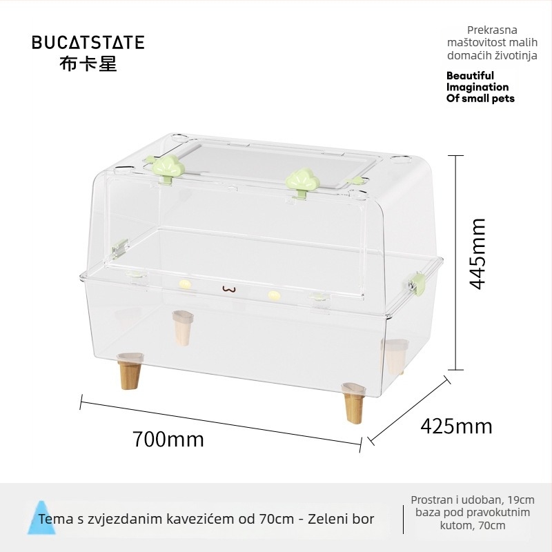 Kavez za hamstera - pravokutnog oblika, plastični, ventiliran i prozračan, jednostavan za čišćenje, prenosiv