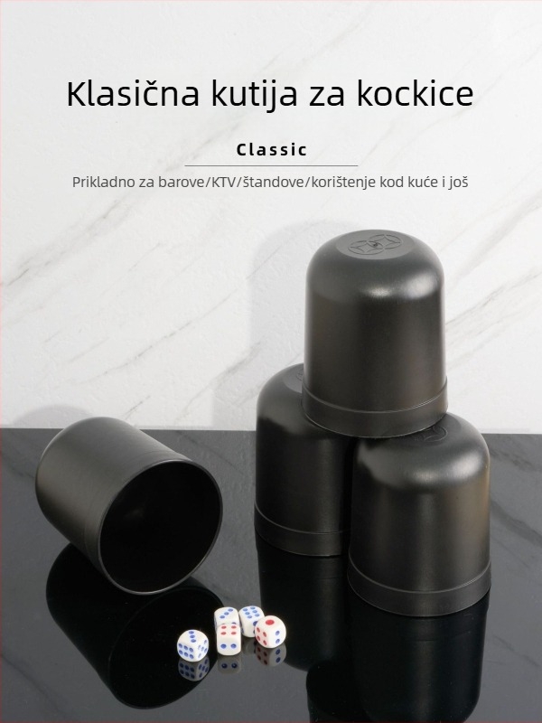Set čašica za kockice za društvene i kartične igre, PP materijal, zaobljeni kutovi, šifra 068, kutija 60 kom.
