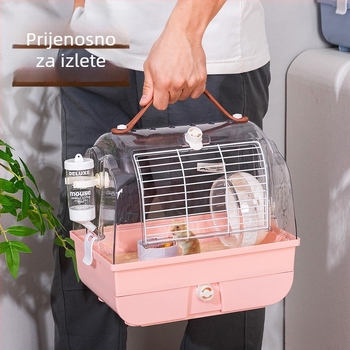 Putna kutija za hamstera, prozirna akril, prostrana, od plastike; branda Hong wen; pogodna za sve četiri sezone; pogodno za hamstere