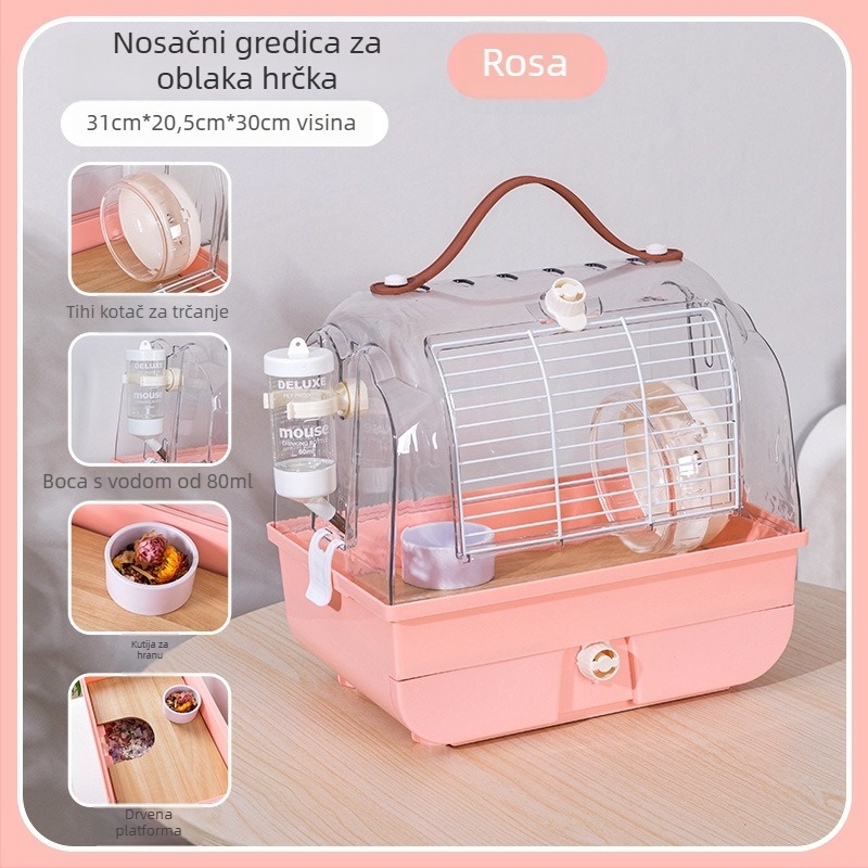 Putna kutija za hamstera, prozirna akril, prostrana, od plastike; branda Hong wen; pogodna za sve četiri sezone; pogodno za hamstere