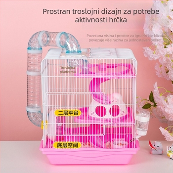 Trostruki hamster vila kavez, plastični, otklopni, pravokutnog oblika, za unutarnju upotrebu