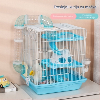 Trostruki hamster vila kavez, plastični, otklopni, pravokutnog oblika, za unutarnju upotrebu