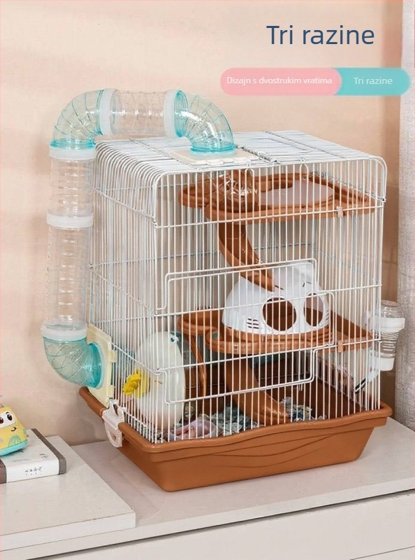 Trostruki hamster vila kavez, plastični, otklopni, pravokutnog oblika, za unutarnju upotrebu