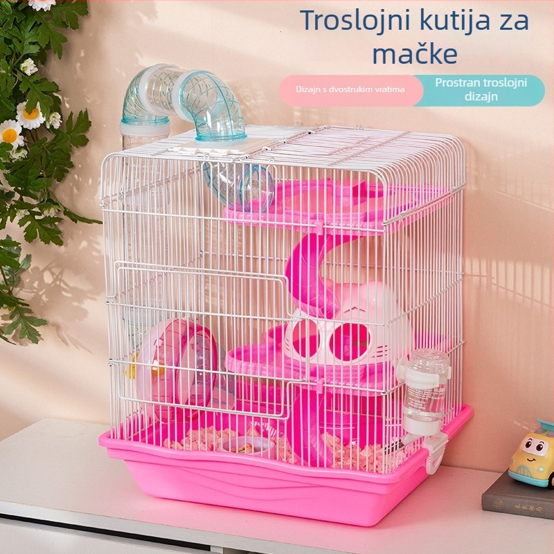 Trostruki hamster vila kavez, plastični, otklopni, pravokutnog oblika, za unutarnju upotrebu