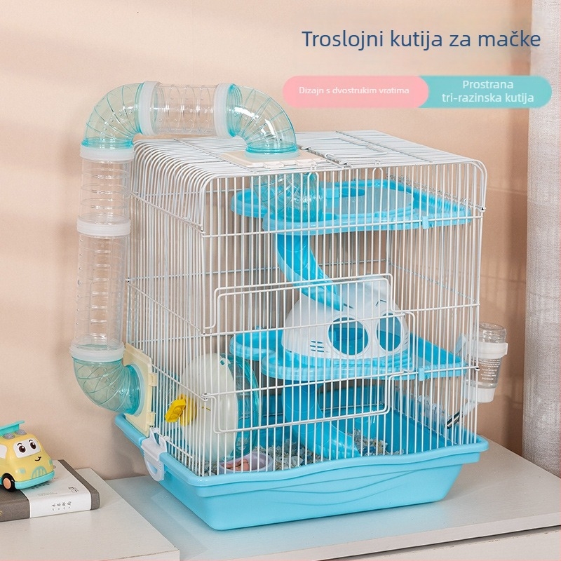 Trostruki hamster vila kavez, plastični, otklopni, pravokutnog oblika, za unutarnju upotrebu