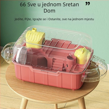 Kavez za hamstera, dvostruki sloj, prenosiv, kvadratnog oblika, prozirnog PP materijala