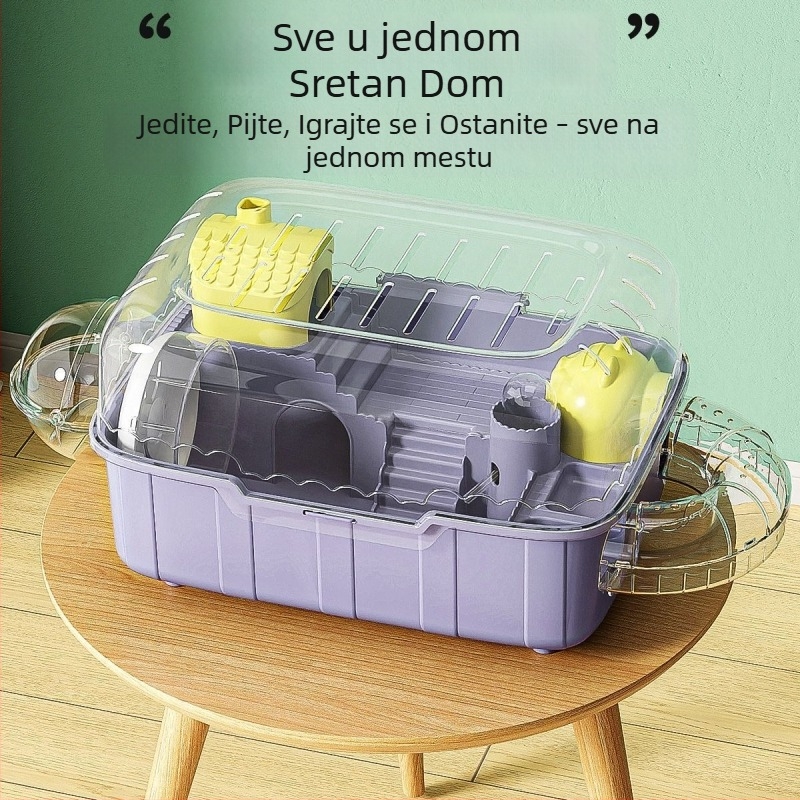 Kavez za hamstera, dvostruki sloj, prenosiv, kvadratnog oblika, prozirnog PP materijala