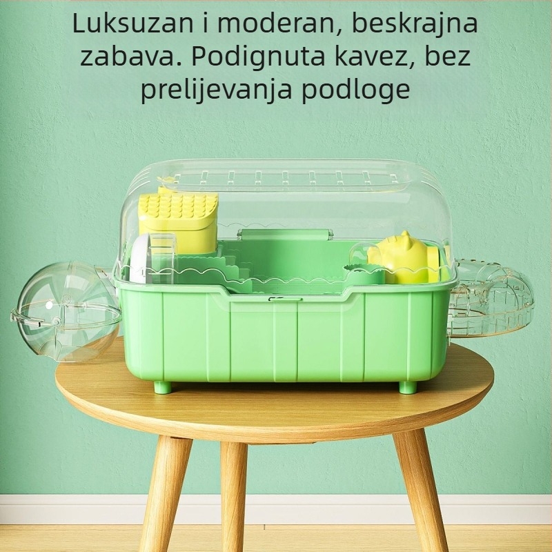 Kavez za hamstera, dvostruki sloj, prenosiv, kvadratnog oblika, prozirnog PP materijala