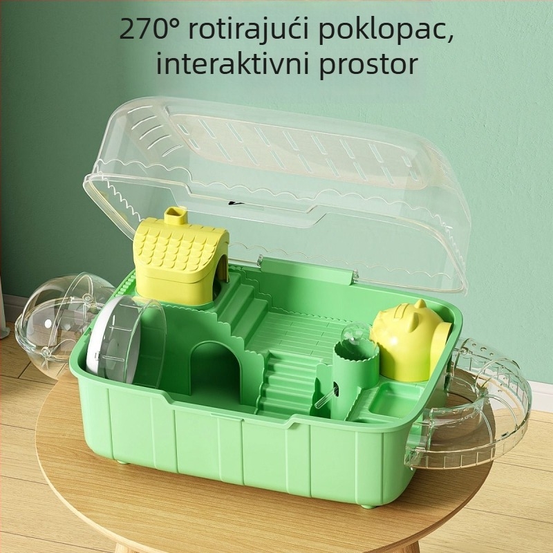 Kavez za hamstera, dvostruki sloj, prenosiv, kvadratnog oblika, prozirnog PP materijala