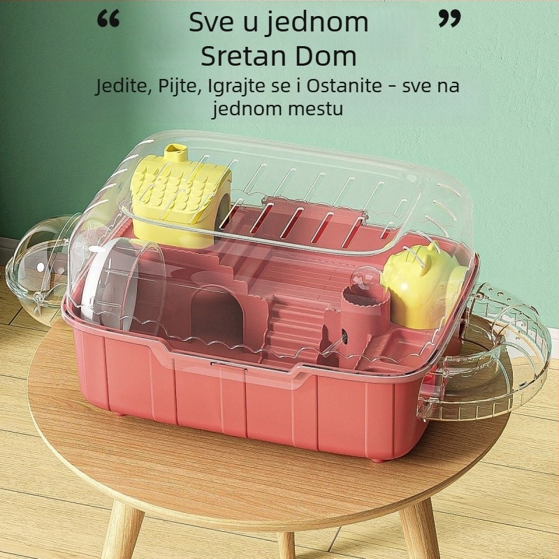 Kavez za hamstera, dvostruki sloj, prenosiv, kvadratnog oblika, prozirnog PP materijala