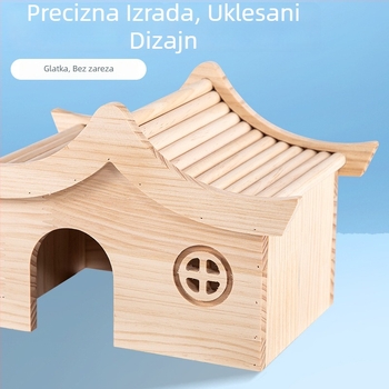 Hamsterovo gnijezdo od masivnog drveta – sklonište s trokutastim oblikom, skandinavski stil, unutarnja upotreba, odmor i skrivanje