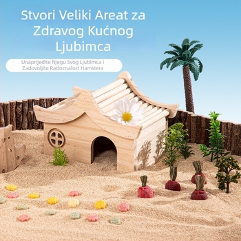 Hamsterovo gnijezdo od masivnog drveta – sklonište s trokutastim oblikom, skandinavski stil, unutarnja upotreba, odmor i skrivanje