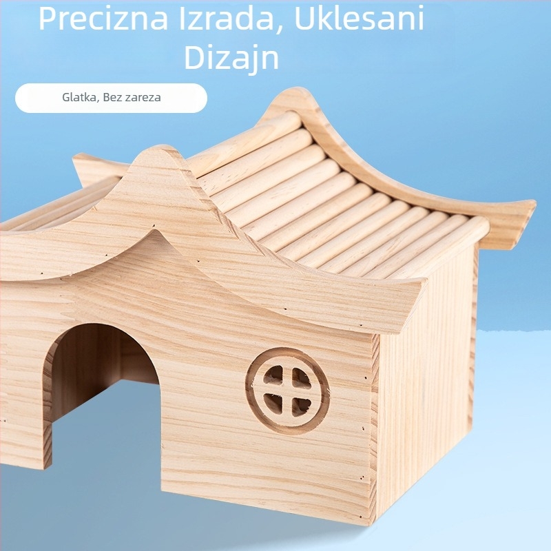 Hamsterovo gnijezdo od masivnog drveta – sklonište s trokutastim oblikom, skandinavski stil, unutarnja upotreba, odmor i skrivanje