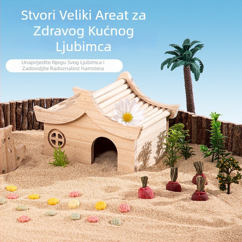 Hamsterovo gnijezdo od masivnog drveta – sklonište s trokutastim oblikom, skandinavski stil, unutarnja upotreba, odmor i skrivanje