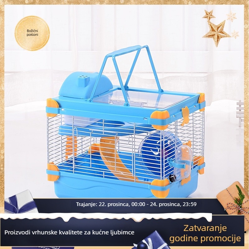 Kavez za hamstere sa strešnim prozorom, prozirna plastična konstrukcija, dvokatna, s više prostorija (Materijal: Plastika; Marca: Pet Boer; Pogodno za sva godišnja doba; Za hamstere)