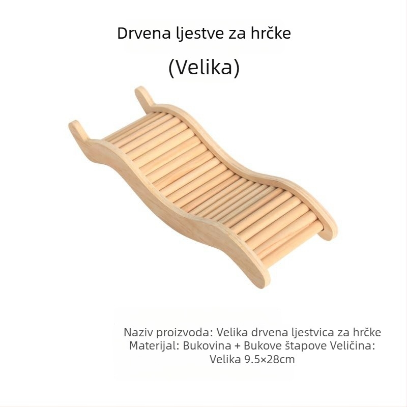 Drveni dodaci za hrčka: penjačka ljestvica, grančica jabuke, ograda i kućica. Materijal: drvo; Marka: Big chinchilla; Kategorija: dodaci za kućne ljubimce