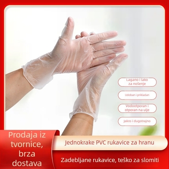 PVC rukavice za jednokratnu upotrebu — kvalitete hrane, prozirne, vodootporne, zaštita od prašine, biološki razgradive.
