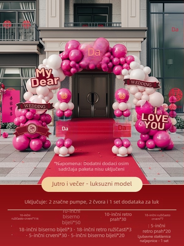 Vjenčani balon luk – Materijal: papir; Oblik: rep kugla; Vrsta balona: pada na zemlju; Marka: Default item; Kategorija: Baloni