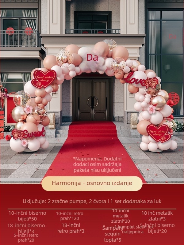 Vjenčani balon luk – Materijal: papir; Oblik: rep kugla; Vrsta balona: pada na zemlju; Marka: Default item; Kategorija: Baloni
