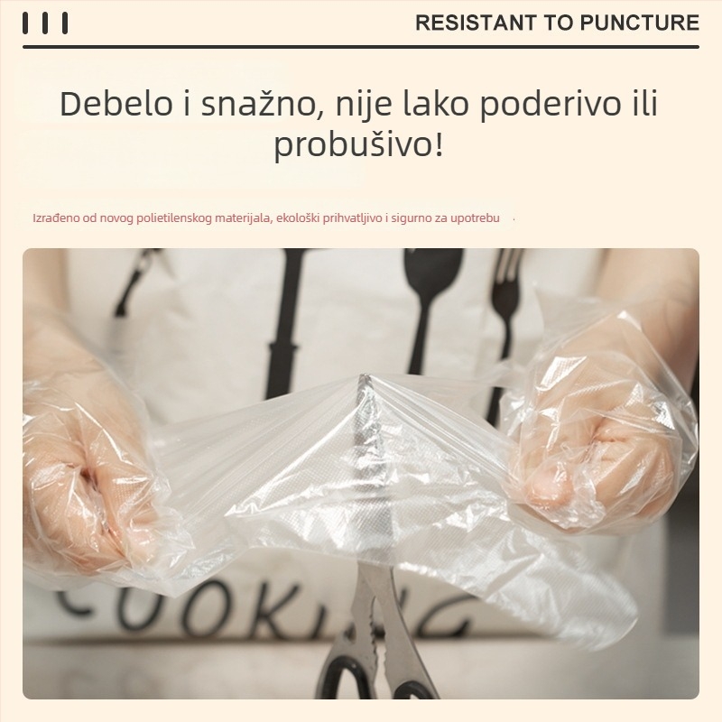 Rukavice od PE folije, jednokratne, prehrambene kvalitete, ekstra debele, za kuhinju i catering