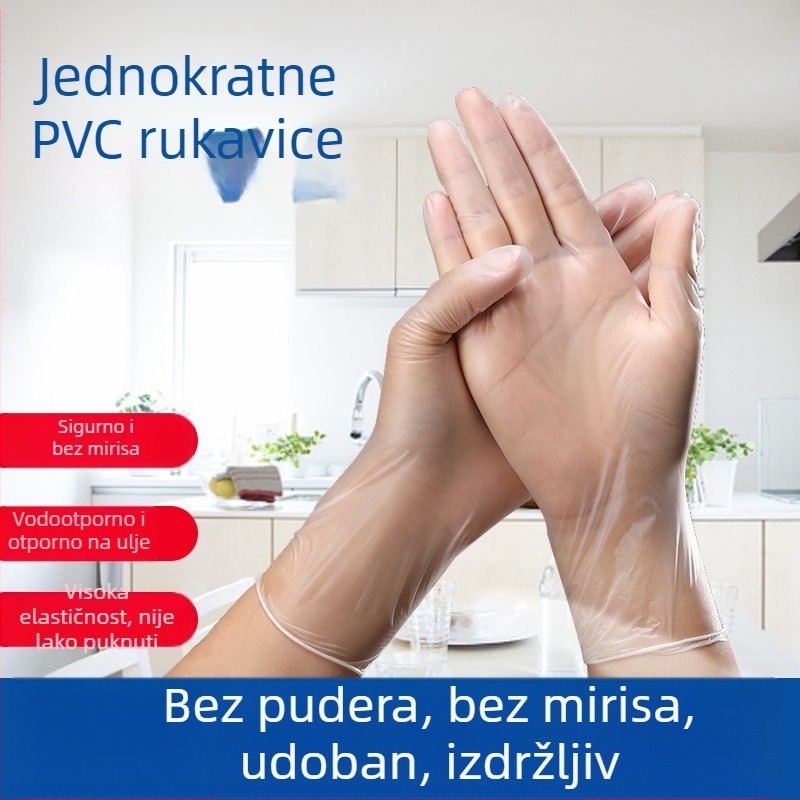 Jednokratne prozirne PVC rukavice bez praha, debljina 0,005 mm, 100 kom u kutiji