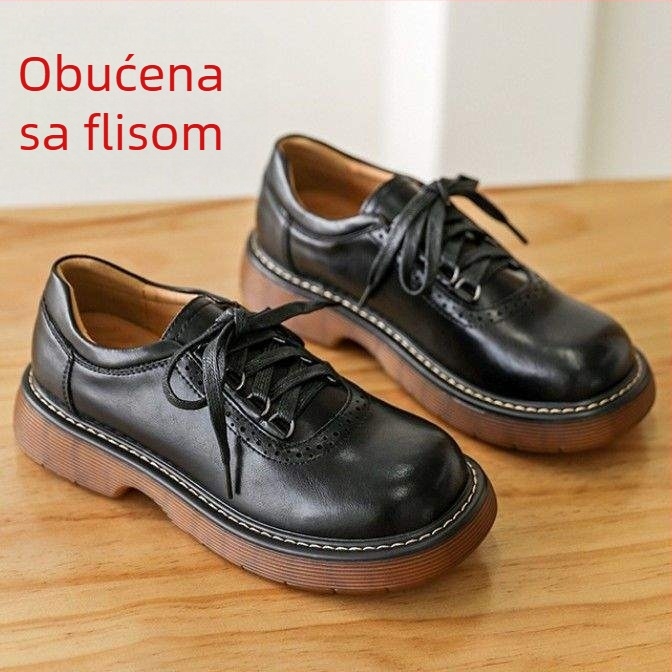 Cipele s ravnim đonom, Brogue dizajn, Mori Girl stil, gornji dio od dvostruke kože, niska peta