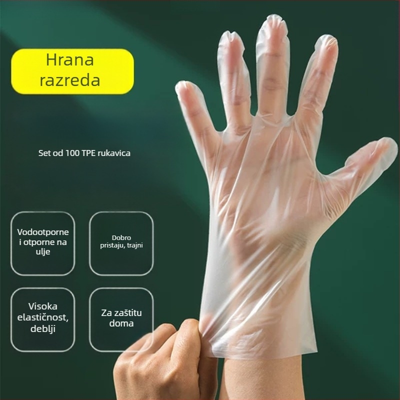 Rukavice za jednokratnu upotrebu za hranu od TPE, debele, prozirne, za catering i kućnu upotrebu, jedan komad