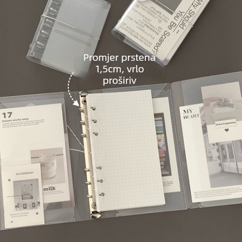 M5 kućište za listove za planere A7/A6, prozirni PP s uzorkom twill, prijenosno tanak kućište