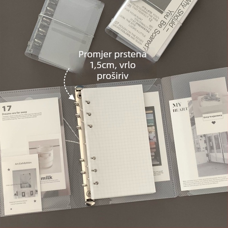 M5 kućište za listove za planere A7/A6, prozirni PP s uzorkom twill, prijenosno tanak kućište
