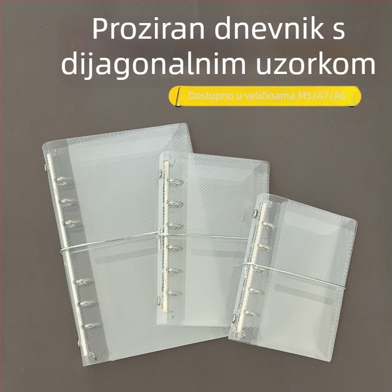 M5 kućište za listove za planere A7/A6, prozirni PP s uzorkom twill, prijenosno tanak kućište