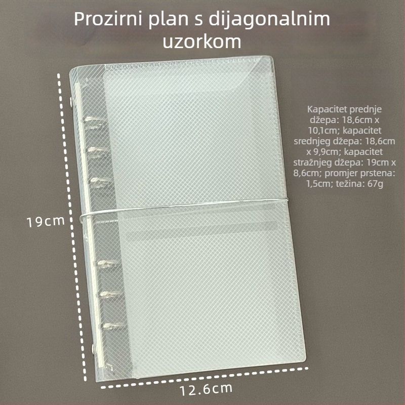 M5 kućište za listove za planere A7/A6, prozirni PP s uzorkom twill, prijenosno tanak kućište