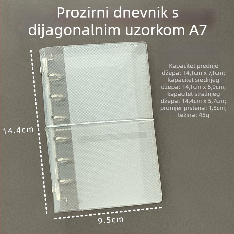 M5 kućište za listove za planere A7/A6, prozirni PP s uzorkom twill, prijenosno tanak kućište