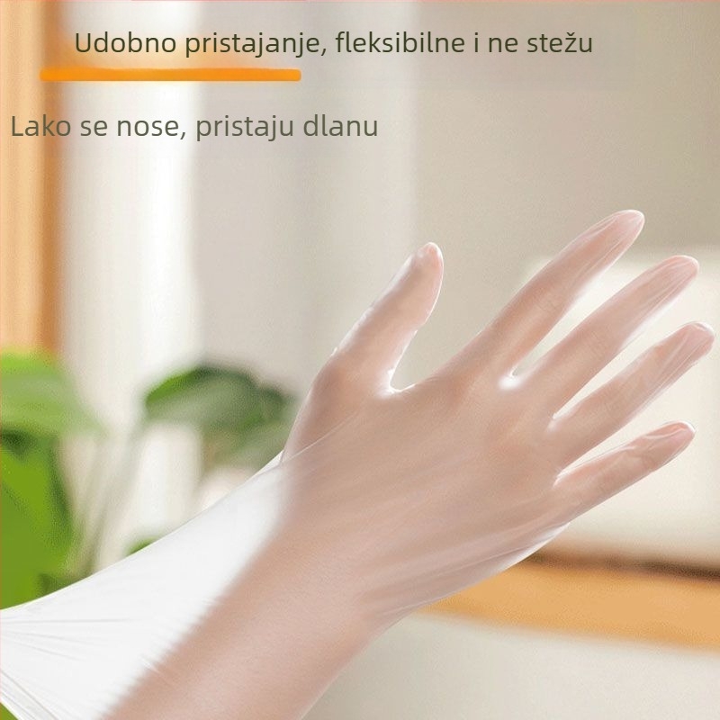 Rukavice za jednokratnu upotrebu za prehrambenu industriju, izuzetno debele, prozirne, 0.05–0.1 mm, sintetička guma