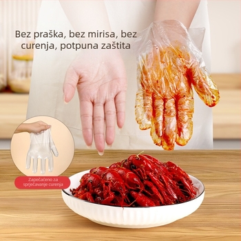 Jednokratne PE rukavice, prehrambene klase, debele, prozirne, protuklizne, 200 komada po kutiji, 56 kutija