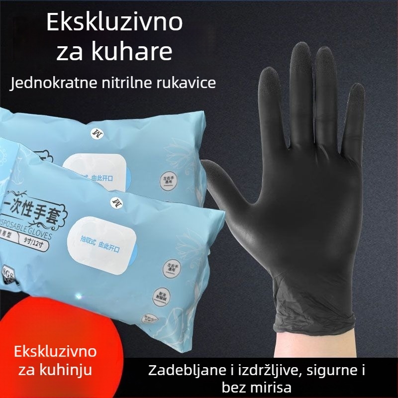 Rukavice za jednokratnu upotrebu, ojačane gumom lateksom PVC-om, prehrambene klase, za catering, kuhinju i kućne poslove, vodootporne i izdržljive.
