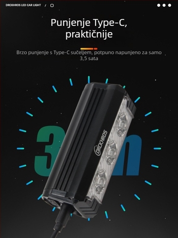 DRCKHROS prednje svjetlo za planinski bicikl – 6600 lumena, USB-C punjenje, tijelo od aluminijske legure, vijčana montaža, za noćnu vožnju