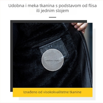 PU kožna jakna s krznenim ovratnikom, muška zimska jakna u stilu motocikla, podstavljena fleeceom, topla muškarcima srednje dobi