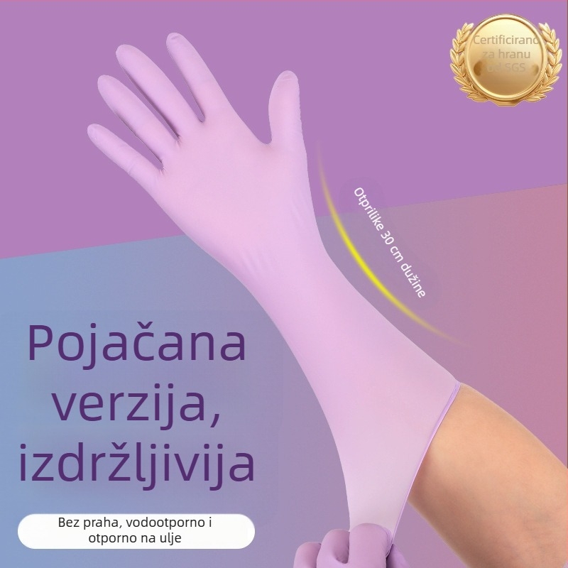 Jednokratne nitril rukavice za pranje posuđa, duge, debeli, otporne na ulje i vodootporne, za kućnu kuhinju