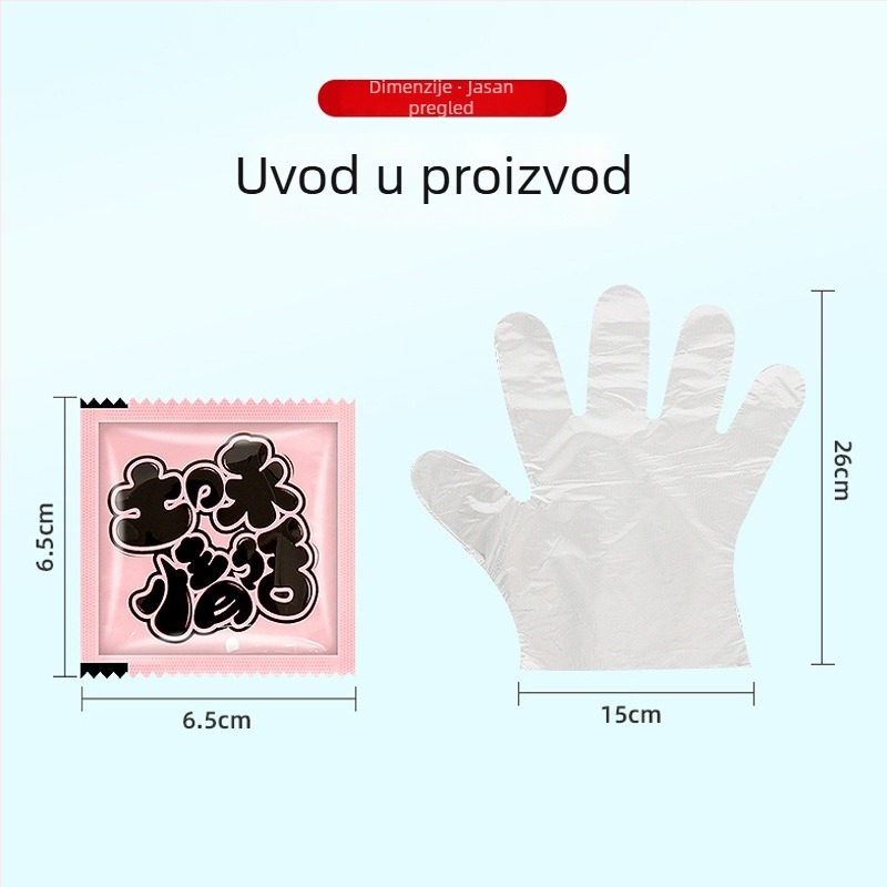 Jednokratne rukavice, pojedinačno pakirane u PE vrećicama za hranu, prozirne, debljina 0.6–1.0 mm, pogodne za narudžbe pizze, jastoga i roštilja
