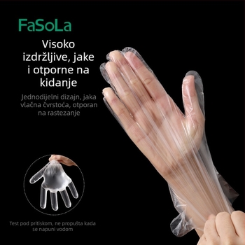 FaSoLa jednokratne prozirne plastične rukavice, ojačane za rukovanje hranom, pogodné za kuhinju, catering i kućnu upotrebu
