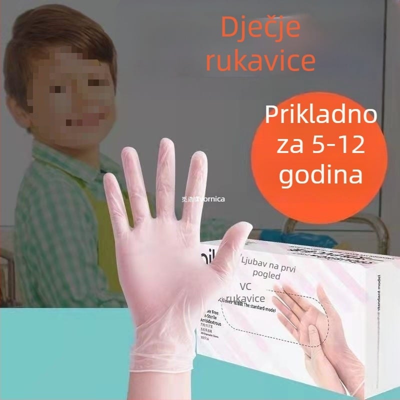 Dječje jednokratne rukavice od PVC, prozirne, vodootporne, kompatibilne s dodirnim zaslonom, otporne na ulje
