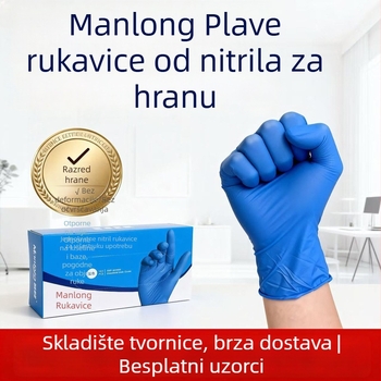 Jednokratne nitrilne rukavice, bez praha, 5 g, otporne na ulje i kiseline i baze, kvalitete hrane